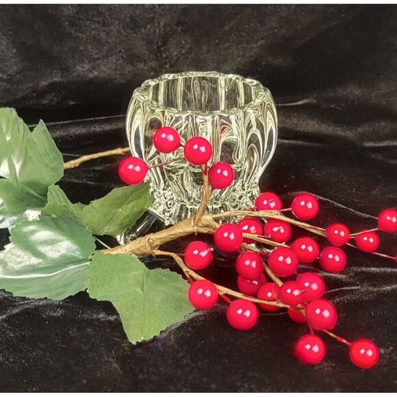 Vintage Jeannette Glass National Pattern Three-Toed Clear Glass Candleholder - Picture 12 of 14